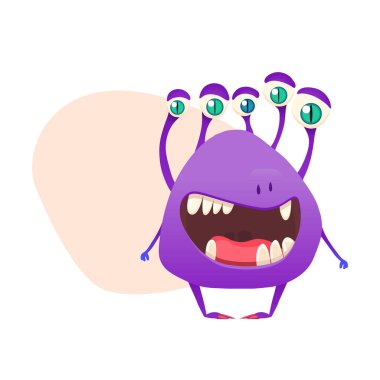 Canavar beyazın üzerinde izole edilmiş. Karikatür Canavarlar koleksiyonu. Baskı, parti dekorasyonu, t-shirt, illüstrasyon, logo, amblem veya etiket için tasarım. Vektör.