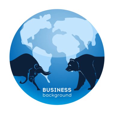 Borsa. Finansal analiz. Boğa pazarı. Ayı pazarı. Soyut iş arka plan yumuşak mavi.