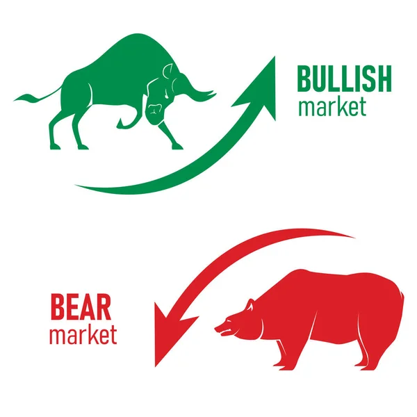 Šišnice a medové symboly na vektorovém trhu s akciemi. Symbol medvěda a býka. Rostoucí a klesající trh. Vektorové. — Stockový vektor