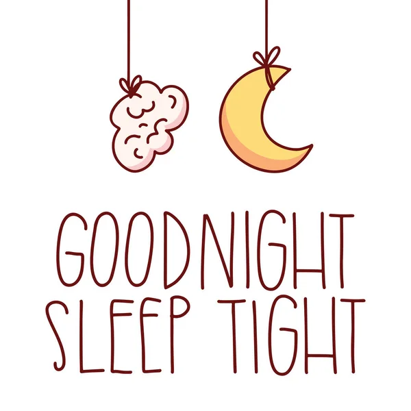 Good night, sleep tight. The concept of sleeping. Vector hand drawn lettering doodle. — Stock Vector