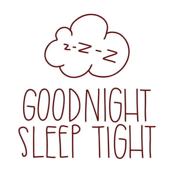 Jó éjt, feszes alvás. A koncepció az alvás. Vektor kézzel rajzolt betűk Doodle. — Stock Vector