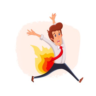 Vektör İşadamı. Son. İşadamının sırtı yanıyor.