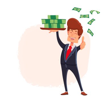 İş adamının çok parası var. Finansal başarı. Başarılı işadamı.