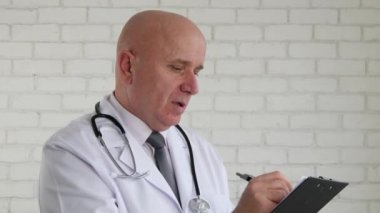 Tıbbi kişi konuşmak ve tavsiyelerde gündemde tıbbi veri yazma