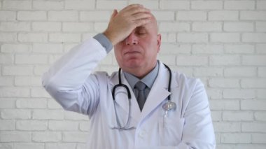 Doktor olun gergin el hareketleri hayal kırıklığına uğramış ve umutsuz üzgün