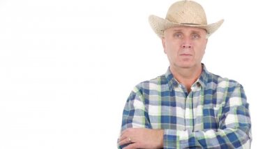 Bekleyen ve dinleme çiftçi sunu ciddi görüntü kalış silah ile geçti