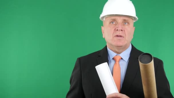 Ingenieur Gespecialiseerd Het Bouwontwerp Ernstige Technische Problemen — Stockvideo