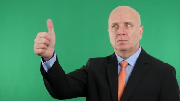 Confident Businessman Thumbs Approve Making Good Job Hand Gestures — Stock Video