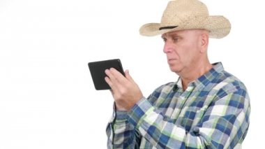 Kullanım Tablet Çevrimiçi iletişim çalışma çiftçi ve el hareketleri katılıyorum yapmak