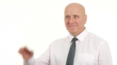 Memnun işadamı yapmak Ok el hareketleri parmak işareti ile gülümseyen