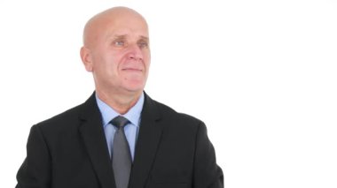 İşadamı gülümseme ve hiçbir el jest yapmak olumsuzluk işareti ile parmak ile uyarmak