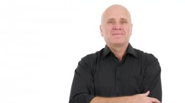 Gurur işadamı görüntü sakin ve kendinden emin bir Tv Reportage arıyorsunuz