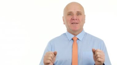 Mutlu Yöneticisi gülümseme ve finans ve iş hakkında konuşmak röportajda emin