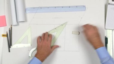 Ana sayfa görünümü ile teknik adam çizilmiş bir Plan tasarım tablosundan alarak işlem bittikten (Ultra High Definition, Ultrahd, Ultra Hd, Uhd, 4k, 3840 x 2160)