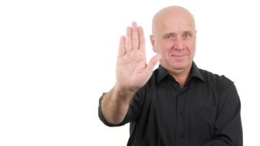 Rahat olun Stop el işareti dikkat tehlike yasak giyen işadamı (Ultra High Definition, Ultrahd, Ultra Hd, Uhd, 4k, 3840 x 2160)