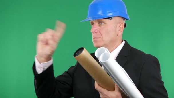 Techniker mit Helm machen keine Handgesten (ultra high definition, ultrahd, ultra hd, uhd, 4k, 3840x2160) — Stockvideo