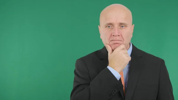 Businessman Image Staying Pensive and Thinking Worried — Stock Photo, Image