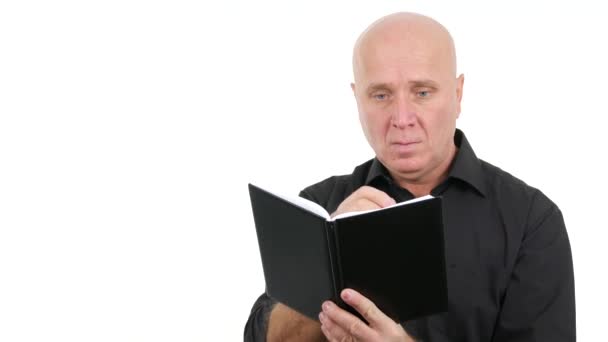 Businessperson Wearing Casual Black Shirt Take Notes Writing Agenda — Stock Video