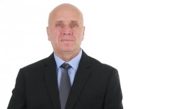 İşadamı başparmak yukarıya beyaz arka plan ile el hareketleri
