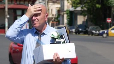 İşadamı eller Talk üzgün için cep telefonu kayıp iş hakkında kutusunda ile ateş