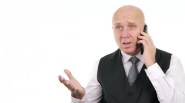 Hayal kırıklığına uğramış ve hayal kırıklığına uğramış Yöneticisi alma kötü haber üstünde hareket eden telefon