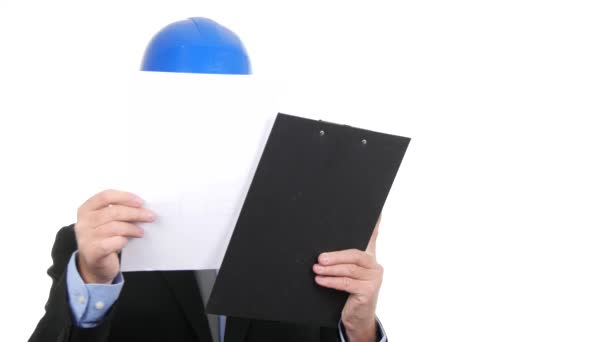 Imprenditore Tecnico Job Looking Documents Papers Clipboard — Video Stock