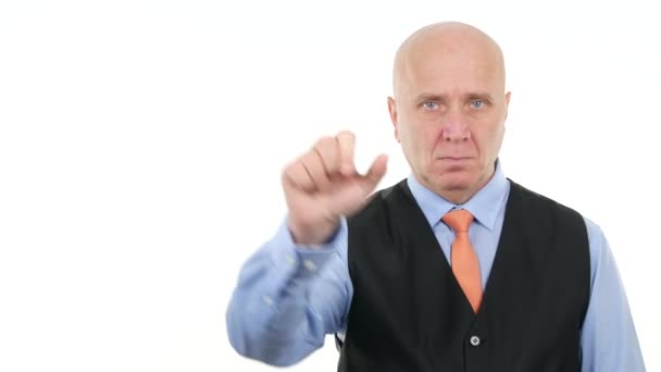 Biznesmen Zrobić Palcem Dół Ostrzeżenie Dłoń Ruch Ręka — Wideo stockowe
