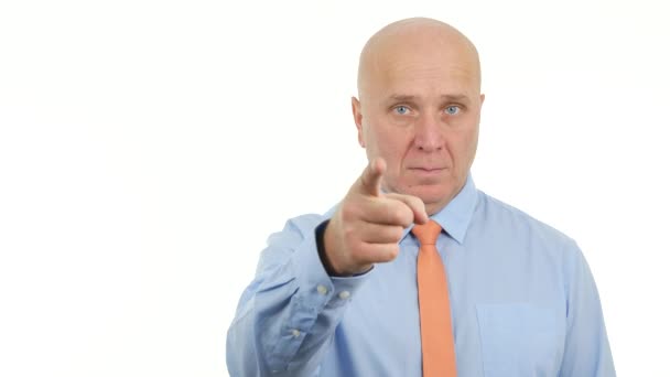 Αυτοπεποίθηση Δείχνοντας Δάχτυλο Manager Εμφάνιση Thumbs Χειρονομίες Επιχειρηματία — Αρχείο Βίντεο