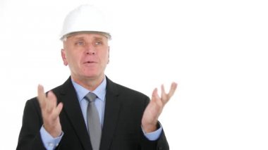 İşadamı konuşma teknik tartışma iş tanıtımı bir basın röportajda.