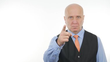 Parmak ile işaret emin işadamı görüntüsü