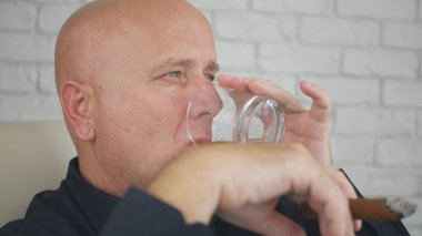 Viski içme ve puro sigara işadamı