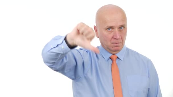 Üzletember Kép Hüvelykujját Lefelé Hogy Nem Szeretik Kézmozdulatok — Stock videók