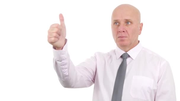 Confident Businessperson Make Thumbs Up a Good Job Gestures — Stock Video