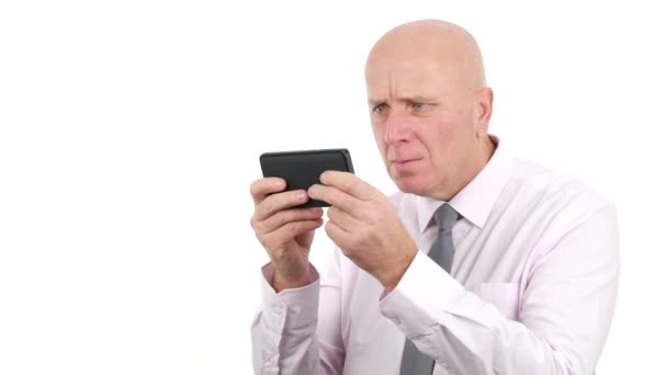 Businessman Reading Financial Bad News on Tablet Make Nervous Hand Gestures — Stock Video