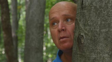 Dehşete adam sonra ormandaki bir ağaç saklanıyor