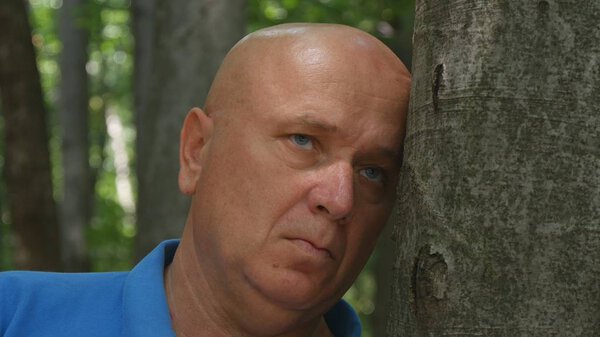 Образ отчаявшегося человека в горном лесу
