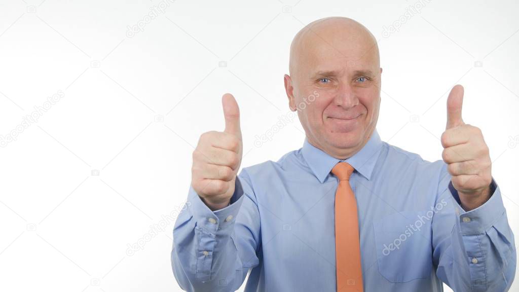 Businessman Image Smile and Make Double Thumbs Up