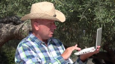 Üretim ve yazma bilgi laptop çiftçi onay zeytin ağaçları