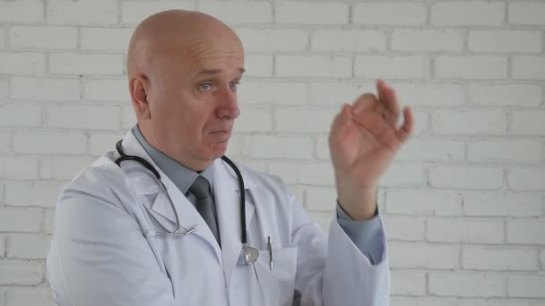 Slow Motion Doctor Making Sign Good Job Hand Gestures — Stock Video