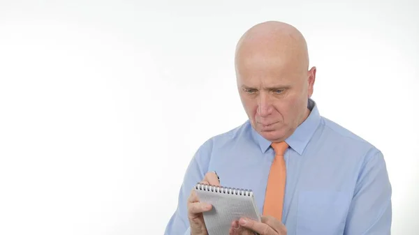 Businessman Image Using Pocketbook Writing Reading Information — Stock Photo, Image