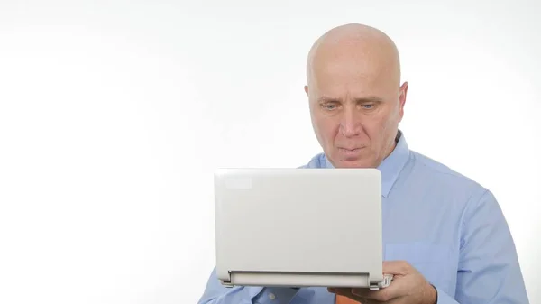 Geschäftsmann Bild Mit Einem Laptop Für Die Kommunikation — Stockfoto