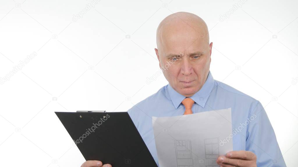 Interior Image with Businessman Working with Documents