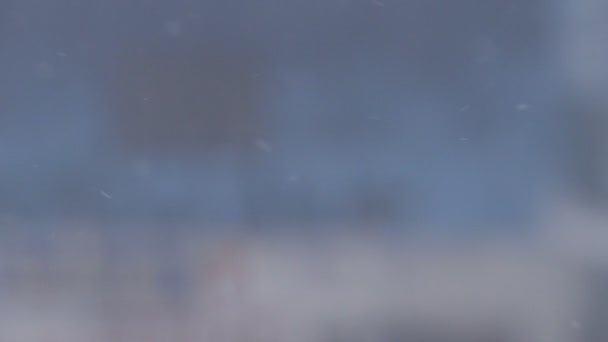 Зимнее Изображение Снежинками Воздухе День Снега Холодной Погоды — стоковое видео