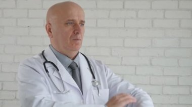 Yavaş hareket ciddi Doktor bekleyen kendine güvenen bir konumda