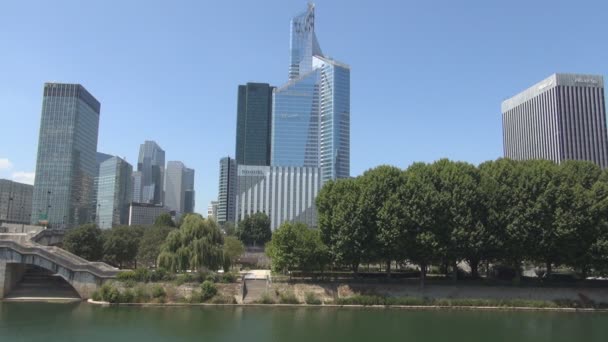 Frankrike Paris Sentrum Med Defense Skyscrapers Modern Financial Center – stockvideo