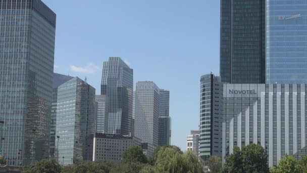 Paris Financial Center Buildings with Modern Architecture Downtown Skyscrapers — Stock Video