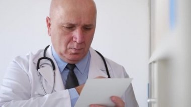 Bir Hastane Odasında Emin Doktor Bir Hasta Cure için Tıbbi Tarifi yazın