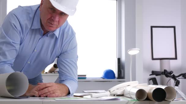 Serious Engineer Portrait Inside Company Office Listening and Looking to Camera — Stock Video