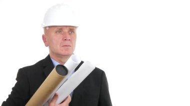 Ellerde Plan Lı Mühendis Sunumu Gülümseme ve Thumbs Up Jestleri Yapma