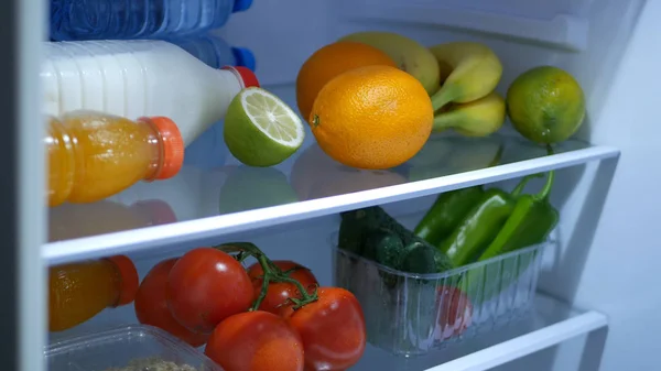 Refrigerator Image Full with Food Fruits and Drinks — Stock Photo, Image